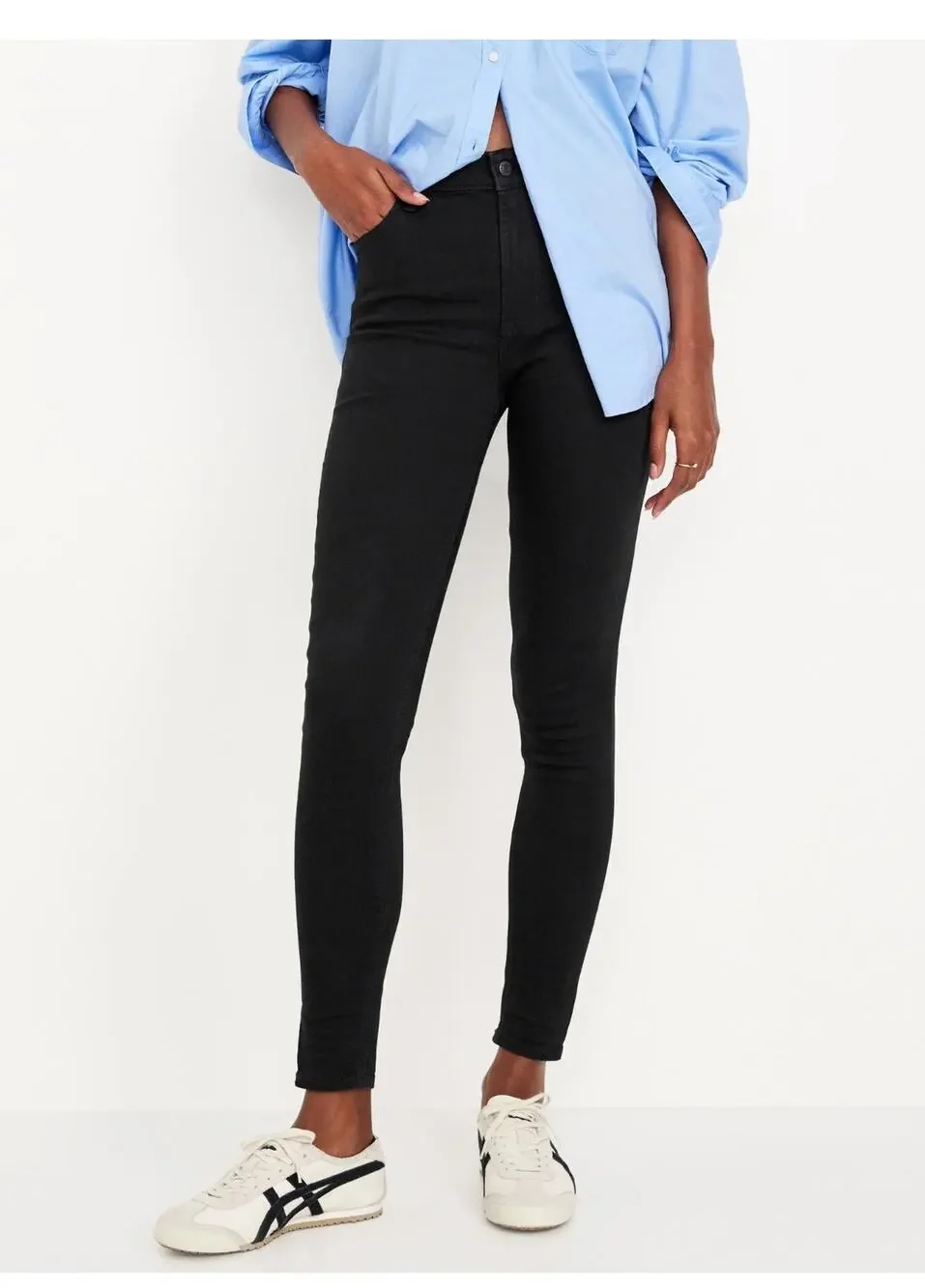 Old navy high rise wow super skinny black wash dark jeans size 10P